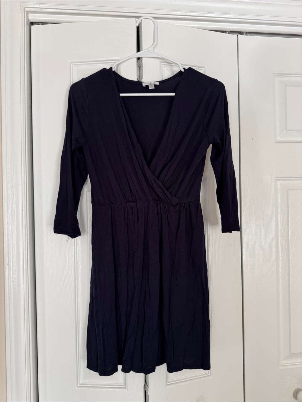 Women's Black Wrap-Style V-Neck Dress
